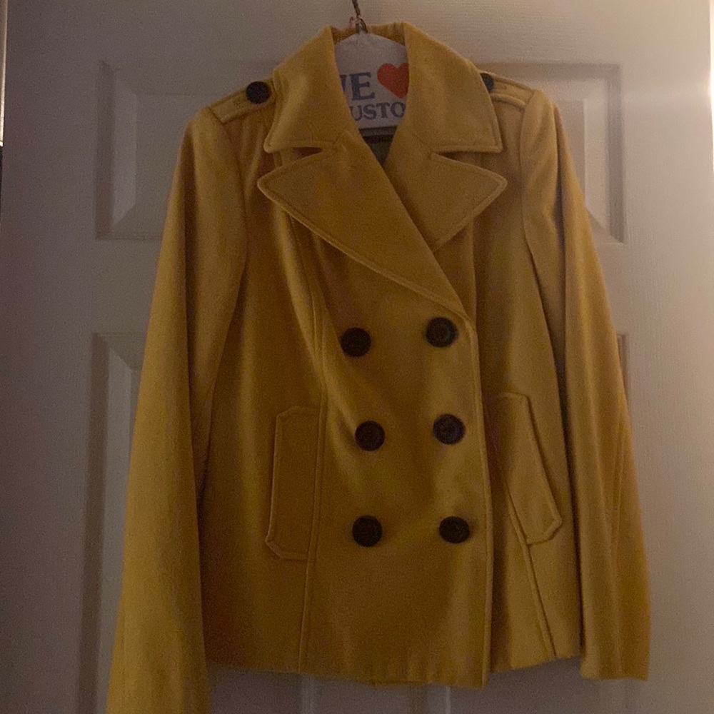 Old Navy Mustard Color Double Breast Coat with Dark Brown Buttons. Like new.